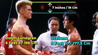 Stallone HEIGHT, Sly Compared to Lundgren, Schwarzenegger, Carl Weathers, Statham, Tyson, Russel