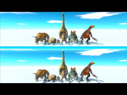 HERBIVORE DINOSAURS Team vs HERBIVORE DINOSAURS Team - Animal Revolt Battle Simulator ARBS