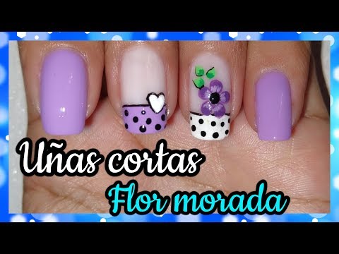 DECORACIÓN DE UÑAS CORTAS FRANCES Y FLOR ♥♥♥ NailArt By Andy