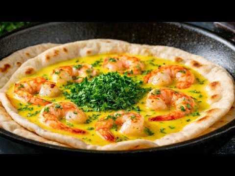Tortilla with eggs and shrimp! It's faster and easier than pizza! A very delicious dish!