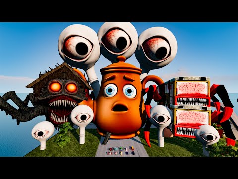 ALL MONSTERS Big & Small Cars with NEW TATATA EATER & BUSS EATER & CAR EATER–BeamNG Drive