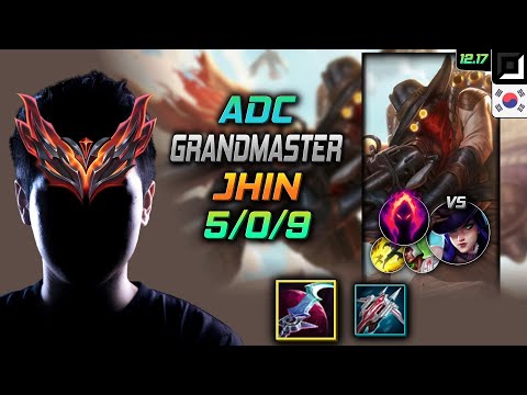 천상계 원딜 진 템트리 룬 월식 수확 - GrandMaster Jhin Adc vs Caitlyn - 롤 KR 12.17