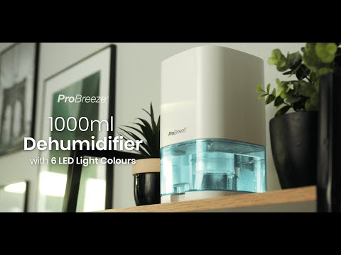 Pro Breeze 1000ml Dehumidifier With 6 Led Light Colours