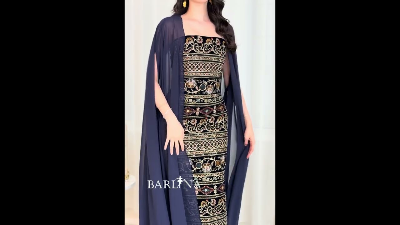 Luxurious embroidered jalabiya with a sheer abaya - maroon - M
