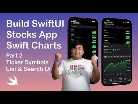 Build Swift Charts Stocks App Part 2 - My Ticker Symbols List & Search Tickers - SwiftUI iOS 16 App thumbnail