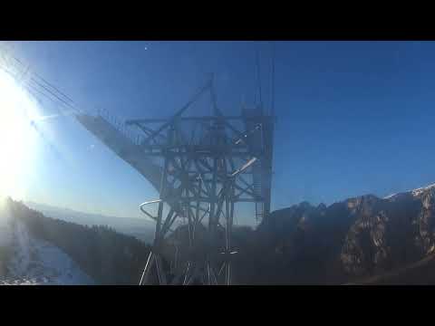 Discesa integrale funivia Tires cabrio dentro la cabina ultimo giro del giorno