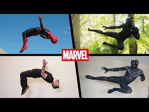 ALL Marvel Stunts In Real Life (Spiderman, Black Panther, Deadpool)