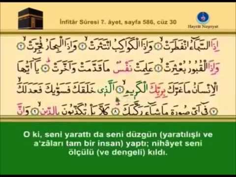 82-İnfitar  Sûresi –Takipli ve Mealli - İshak Danış