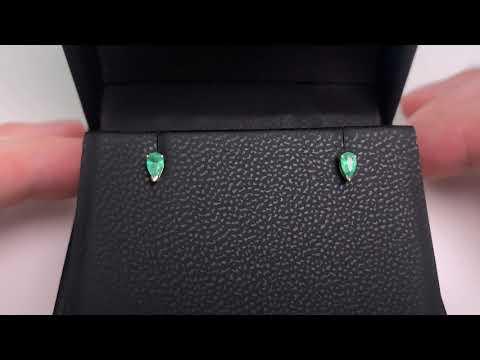 LFED244E: Emerald Pear Stud Earrings Claw Set, 9k Gold