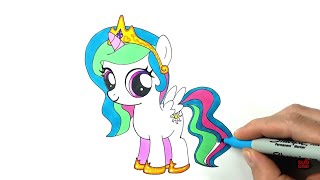 Princess Celestia My Little Pony Drawing and Coloring | How to draw sweetie Pony