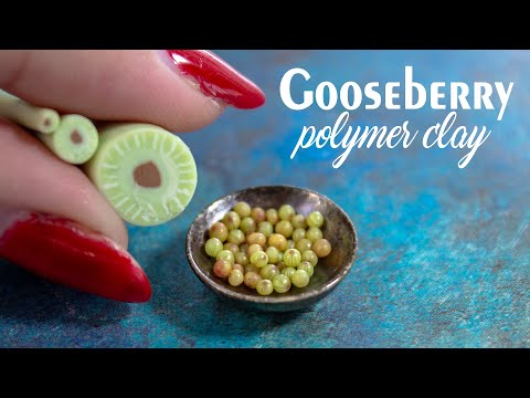 💚Making Polymer Clay Gooseberry Cane Tutorial | Miniature Gooseberry | Dollhouse miniatures