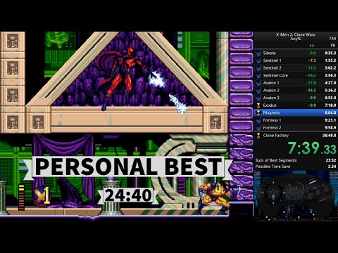 X-Men 2: Clone Wars SPEEDRUN (Genesis) - 24:40min