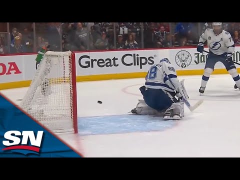 Valeri Nichushkin Fires A Shot From The Slot That Gets Deflected Past Andrei Vasilevskiy