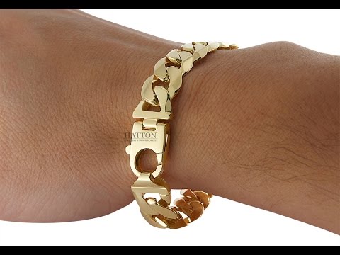 9ct 14ct 18ct Solid Ornate Curb Bracelet 49.5g - Hatton Jewellers London