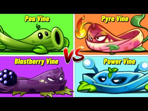 PVZ 2 - POWER VINE vs PEA VINE vs PYRE VINE vs BLASTBERRY VINE - Who Will Win ?