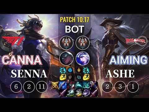 T1 Canna Senna vs KT Aiming Ashe Bot - KR Patch 10.17