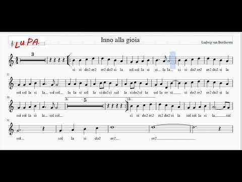 Inno Europeo - Inno alla gioia - (riveduto e migliorato) - Flauto - Note - Spartito - Instrumental