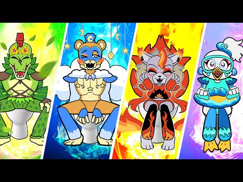 [Animation] Fire, Water, Air and Earth Restroom! 🔥🧊🌿🌍  | FNAF Security Breach Animation | SLIME CAT