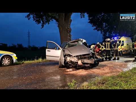 Hoyerswerda: Ford kracht gegen Baum - Fahrer schwer verletzt