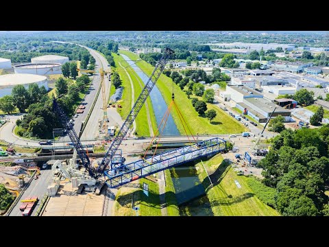 WASEL 1.000 Tonner Raupenkrane bei Montagen von Rohrbrücken auf A42 in Bottrop