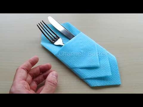 Servietten falten: Einfache Bestecktasche