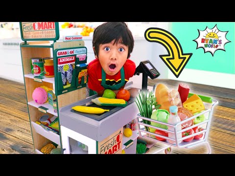 Ryan's Pretend Play Grocery shopping! One hr kids video