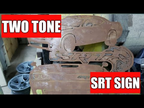 Powder Coating -2 Tone Rusty Sign - SRT Mopar Sign