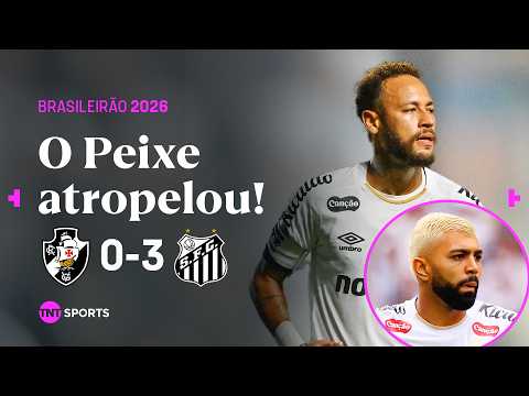 NEYMAR E GABIGOL BRILHAM, SANTOS ATROPELA E SAI DO Z-4! VASCO 0X3 SANTOS