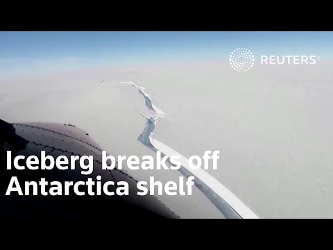 冰山從南極洲大陸架上脫落 (Iceberg breaks off Antarctica shelf)