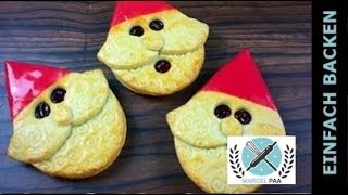 Lustiger Mürbeteig Nikolaus mit Himbeer Marmelade | Santa Cookies