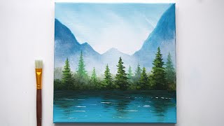 Misty Landscape Scenery | Acrylic Painting for Beginners on Canvas
