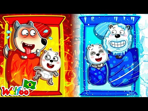 Desafio de cama Quente vs Frio– Como Cuidar Bem de um Bebê! Wolfoo em Português