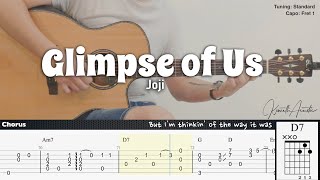 Glimpse of Us - Joji | Fingerstyle Guitar | TAB + Chords + Lyrics