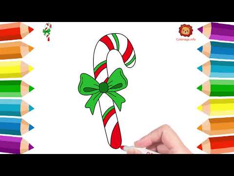 Dessin Sucre d'orge Bonbon Suçon de Noel - Coloriage suçons au sucre d'orge pour noël Dessin Facile