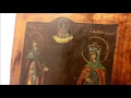 Икона старинная святой Сергий Радонежский и святая царица Александра Римская ...