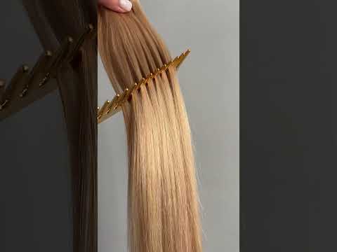 Волосся для стрічкового нарощування, 45 см, пряме, 40 пасм, золотистий блонд (24) video