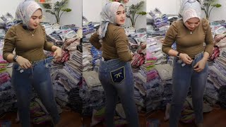 Download lagu Olshop Hijab Style Try On Celana Jeans Pensil Wanita Bahan  Melar Adem mp3