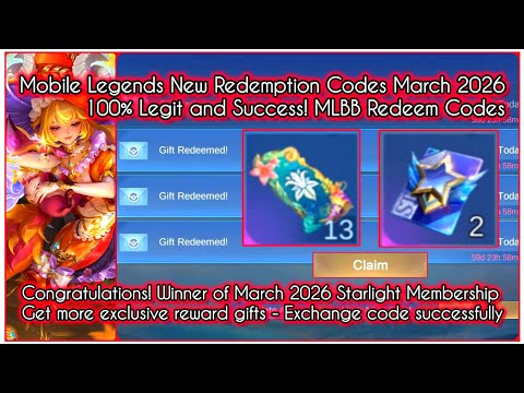 Giveaway Time! Mobile Legends Redeem Code March 2026 - x5 MLBB New Redeem Codes update 🎁