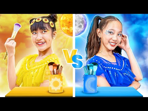 Day Girl vs Night Girl With One Colored Makeover Challenge! - Baby Doll TV