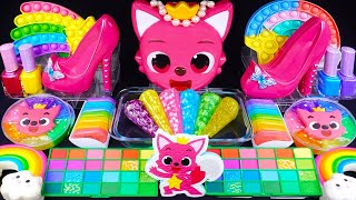 Pinkfong Rainbow Slime Mixing Random Cute, shiny things into slime #ASMR #Satisfying #slimevideos
