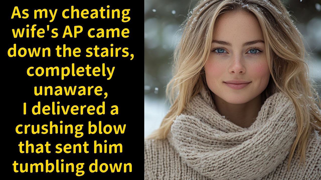 As my cheating wife's AP came down the stairs, completely unaware, I delivered a crushing blow that