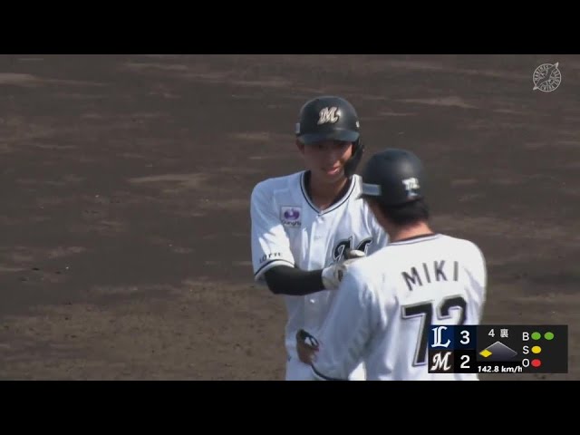 【ファーム】追撃打!! マリーンズ・勝又琉偉 レフト前に同点となるタイムリーヒットを放つ!!  2024年4月7日 千葉ロッテマリーンズ 対 埼玉西武ライオンズ