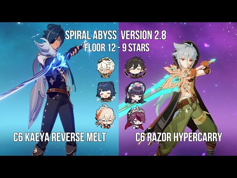 C6 Kaeya Reverse Melt- C6 Razor Hypercarry| 2.8 Spiral Abyss Floor 12 | Genshin Impact