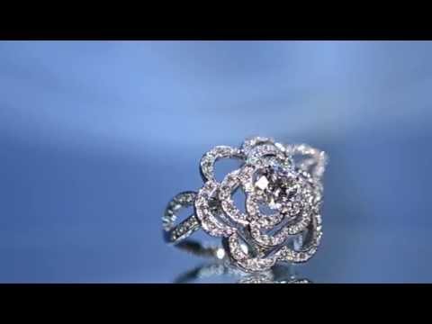 Custom Flower Diamond Engagement Ring