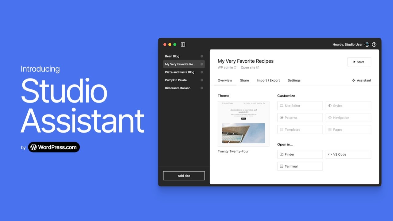 Meet the STUDIO ASSISTANT: Your AI Companion for Building WordPress Sites Locally ✨