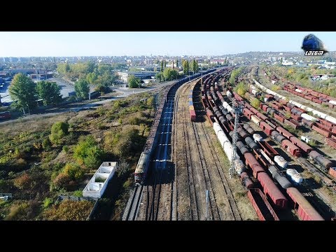 [Drone] LDE2100 60-1573-9 & Marfar GFR Heavy Freight Train in Oradea Est Triaj  - 16 October 2018