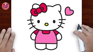 How to Draw Hello Kitty step by step - Easy Hello Kitty Drawing