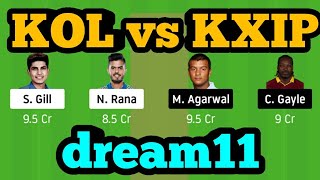 KOL vs KXIP Dream11| KOL vs KXIP | KOL vs KXIP Dream11 Team|