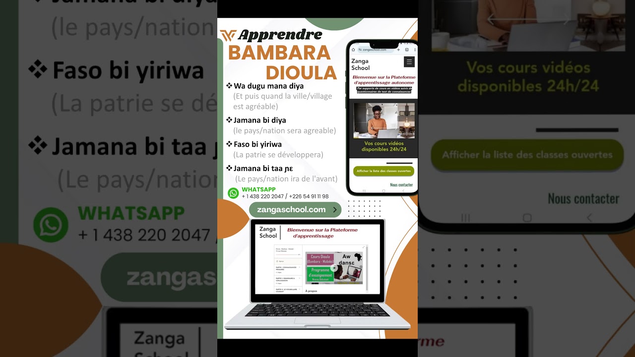 Apprendre Bambara Dioula Malinké niveau Débutant sur Zangaschool.com