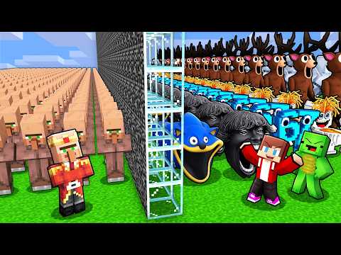 Villagers vs Mikey & JJ MOB ARMY Battle in Minecraft (Maizen)